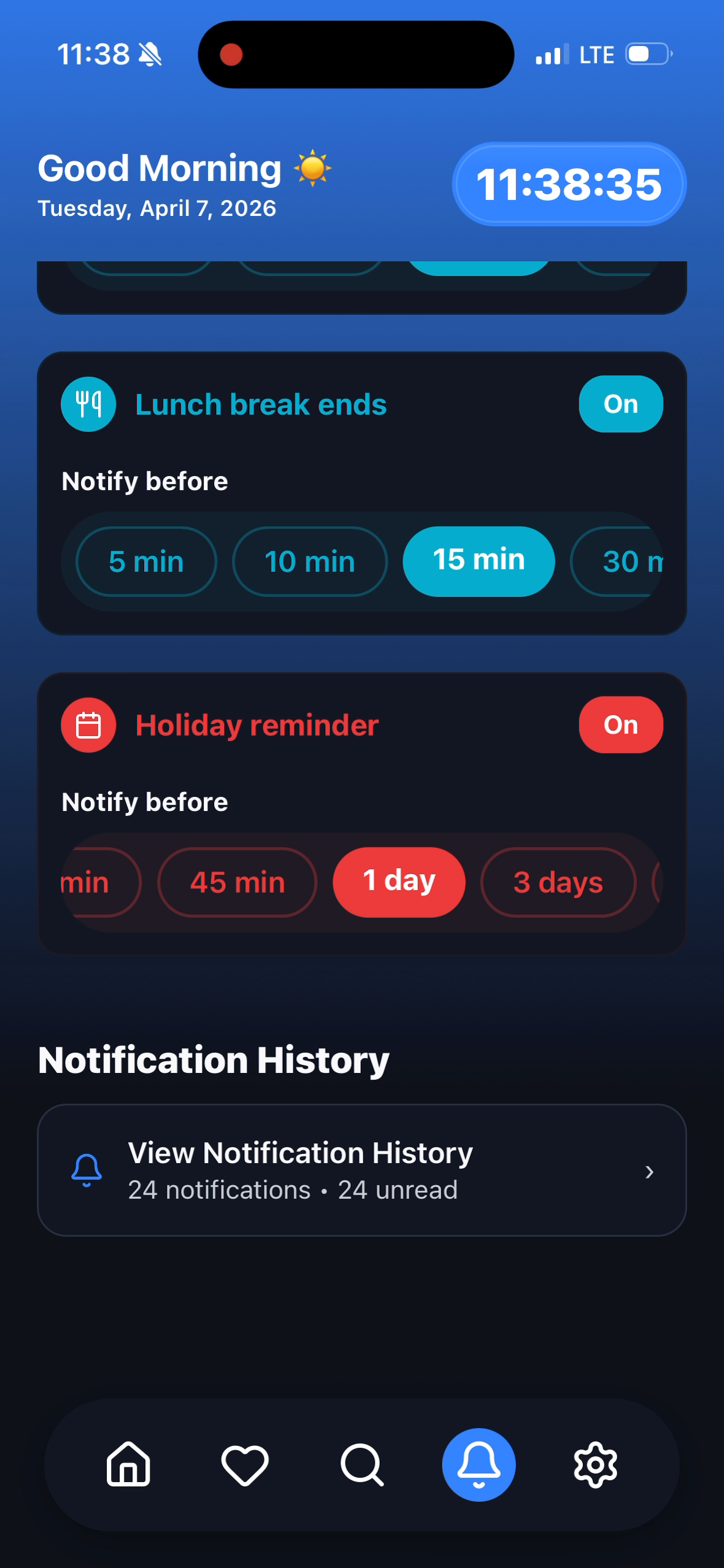 Notification settings
